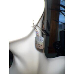 Vintage Holographic Floral Metal Earrings